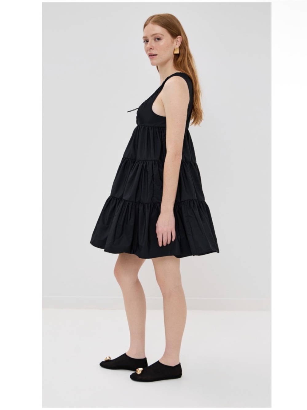 Cecilie Bahnsen Babydoll Tiered Taffeta Drawcord Sleeveless Mini Aino Dress 4 - Picture 5 of 13